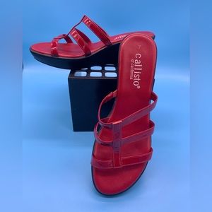 Callisto Red Patent Wedge sandal size 7